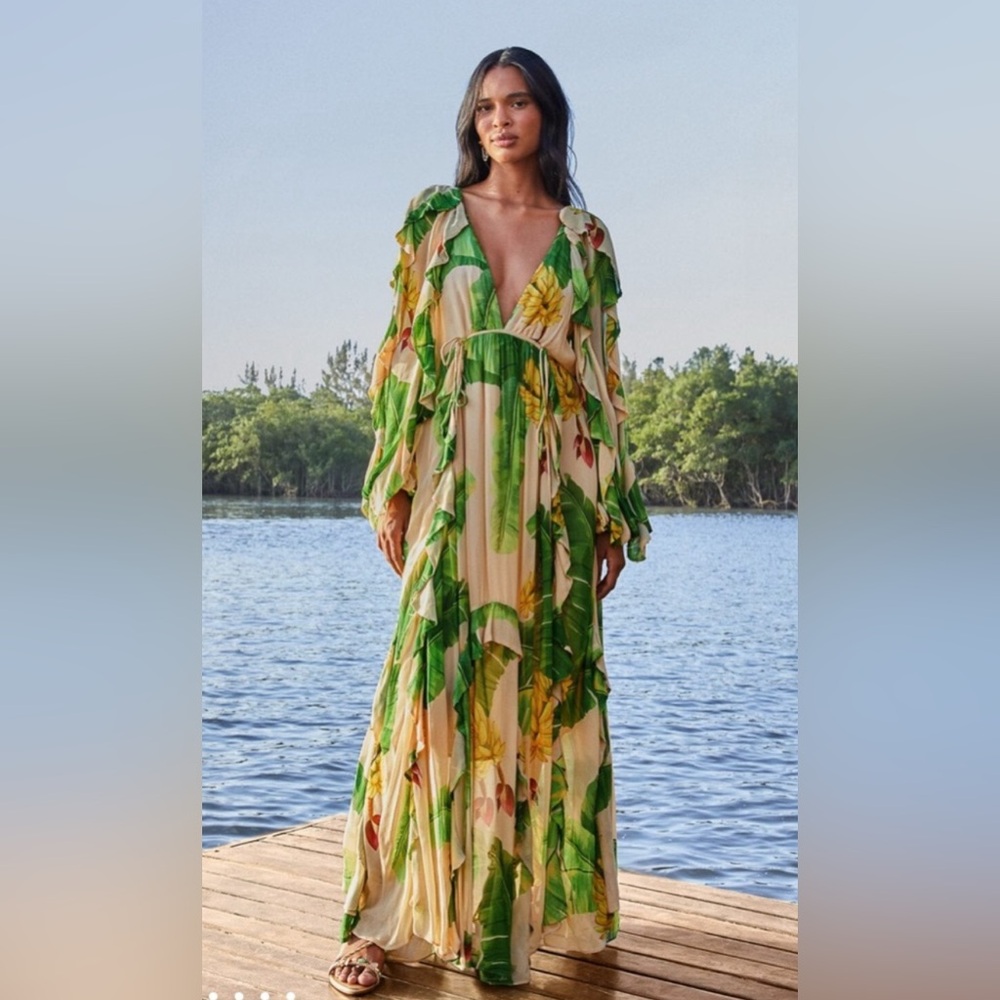 Farm Rio Fresh Bananas Maxi Dress NWOT